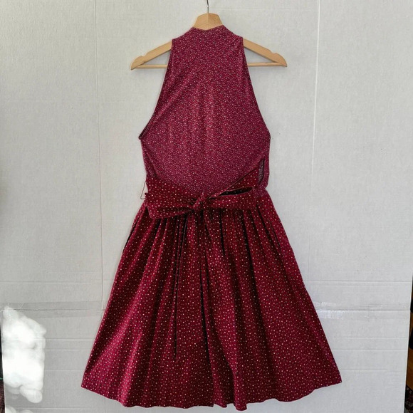 70s Vintage The Hirsh Girl Burgundy Ditzy Floral True Wrap Midi Dress Size Small - Picture 3 of 6